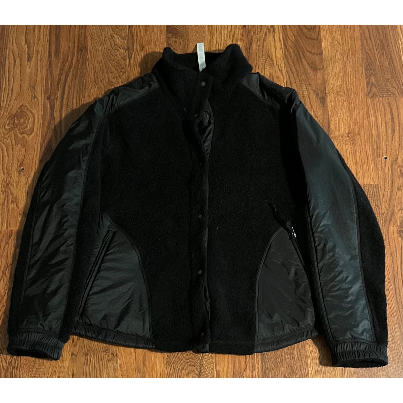 Lululemon Wool Blend Fleece Mixed Media Snap Front Jacket Black Size 12